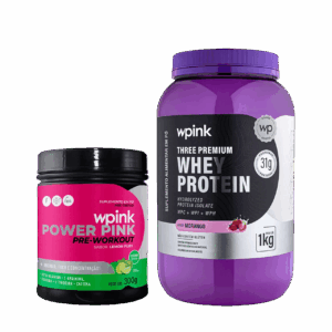 whey protein morango – 1 kg + super power pink de limão - 300g