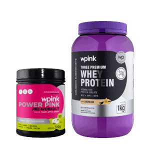 whey protein baunilha – 1 kg + super power pink de maçã verde 300g